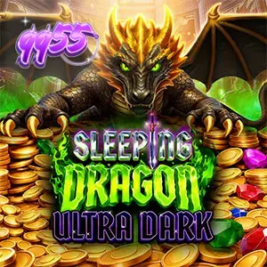 Cena gótica de um dragão guardando tesouros em Sleeping Dragon Ultra Dark